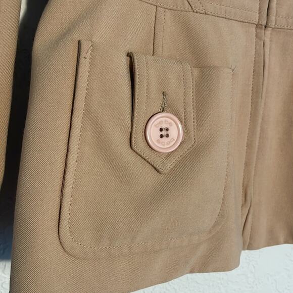 Bebe Military Tan Full Zip Blazer Jacket Military Band Mandarin Collar Twee Y2K - Picture 3 of 6